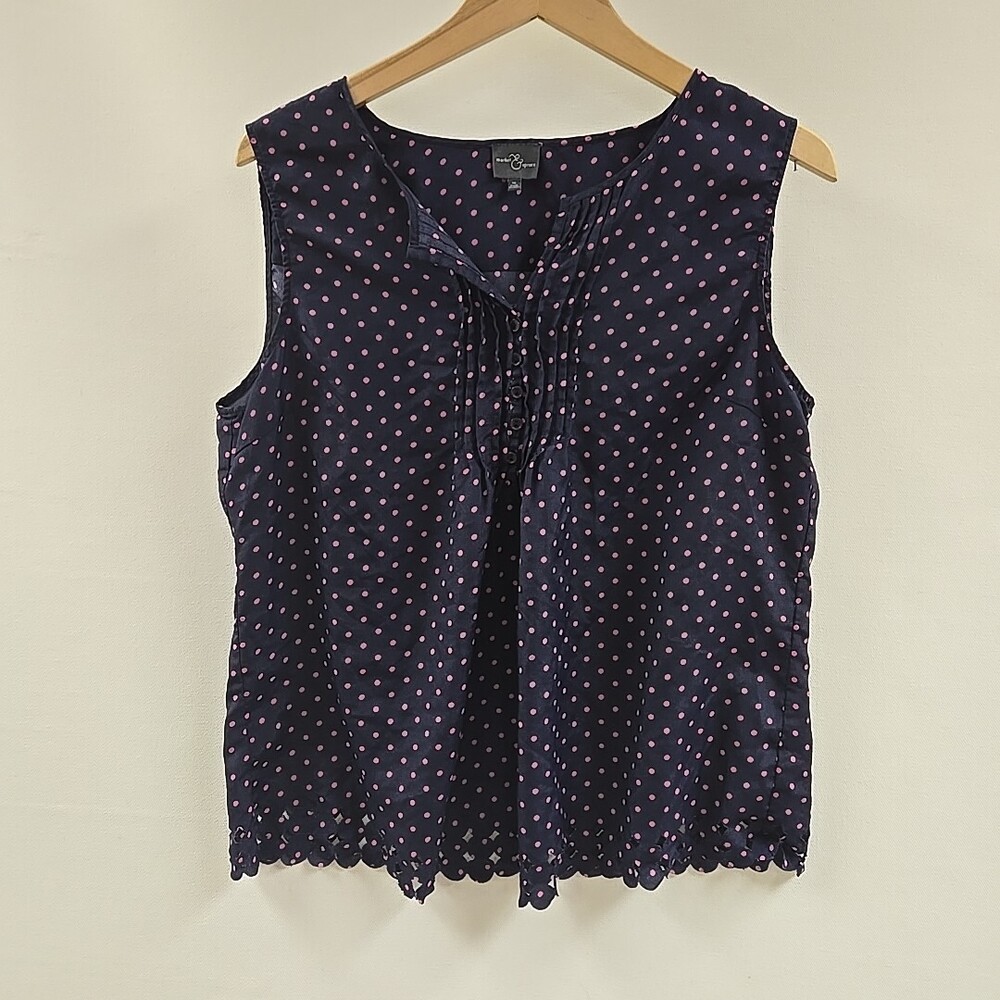 Market & Spruce Sleeveless Blouse Womens XL Purple With Pink Dots Shirt
